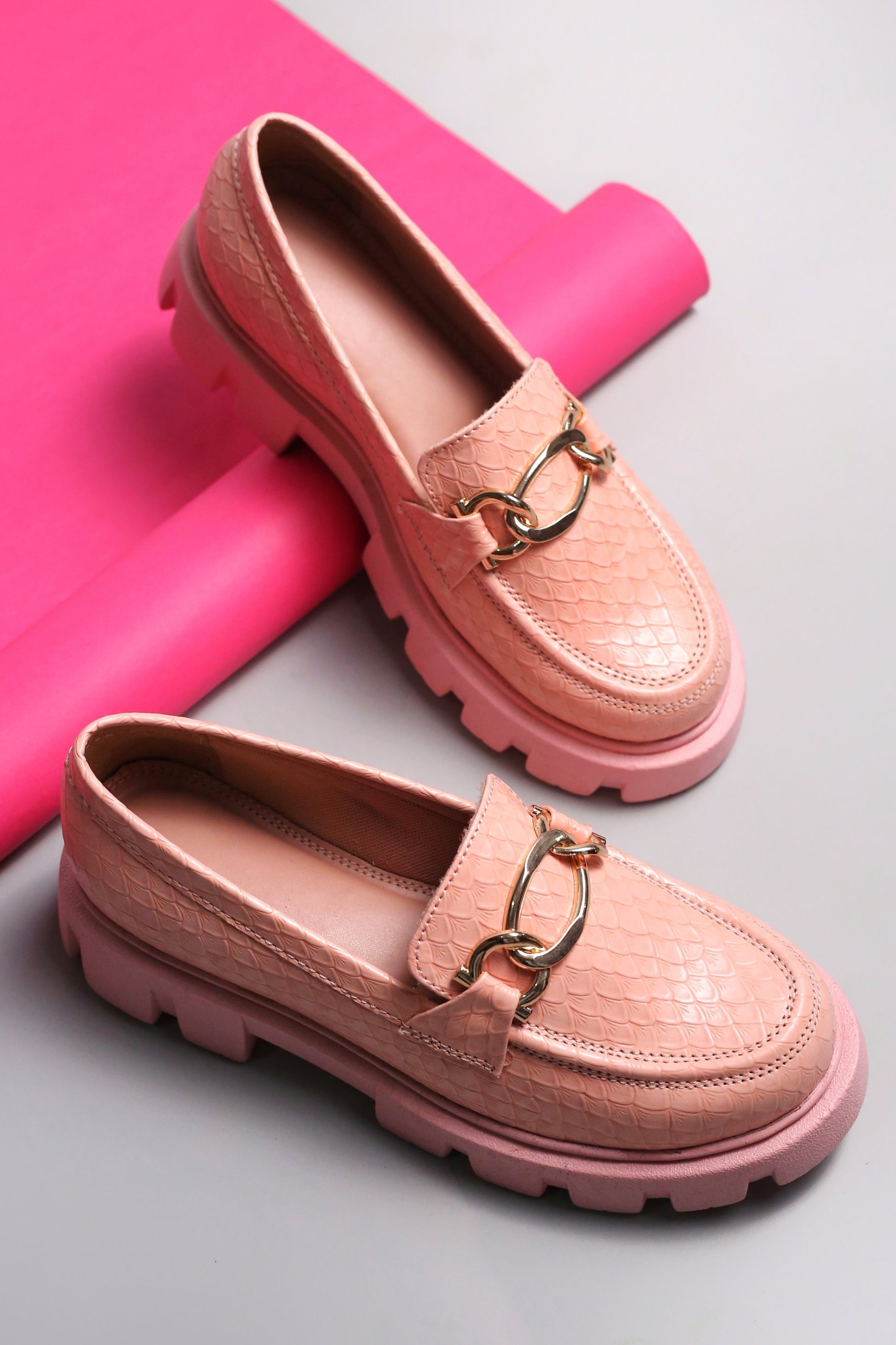 Brauch Pink Patterned Embellished Loafer Shoe - Main Image