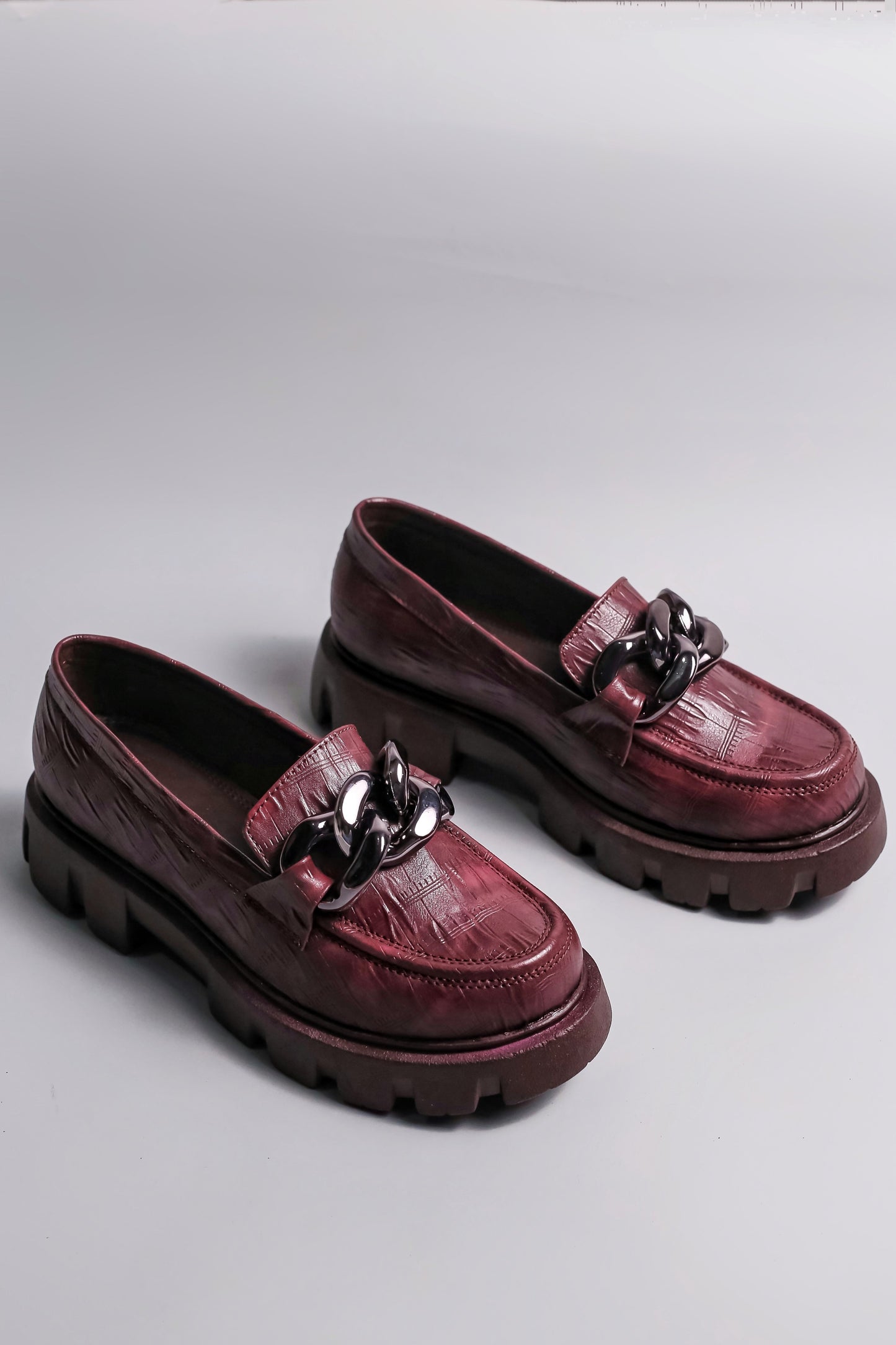 Brauch Maroon Patterned Embellished Loafer Shoe