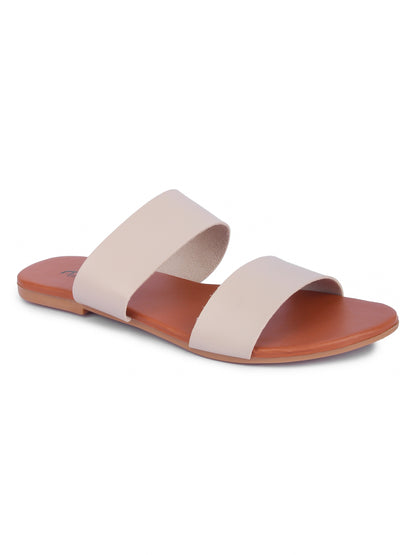Brauch Women's Beige Strap Flats