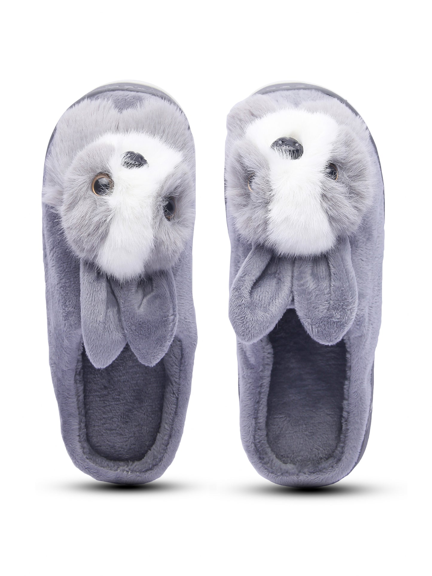 Brauch Women's Grey Cute Rabbit Winter Slippers
