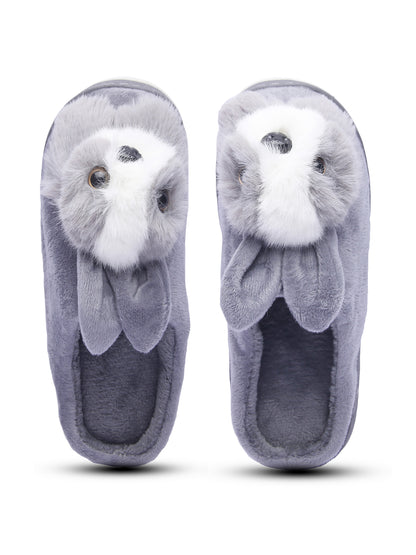 Brauch Women's Grey Cute Rabbit Winter Slippers