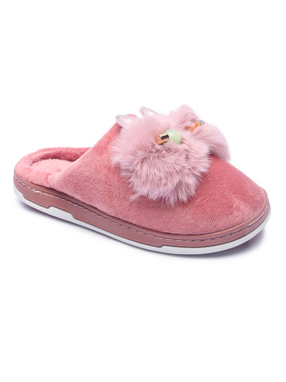 Brauch Women's Pink Kitty Stud Winter Slippers