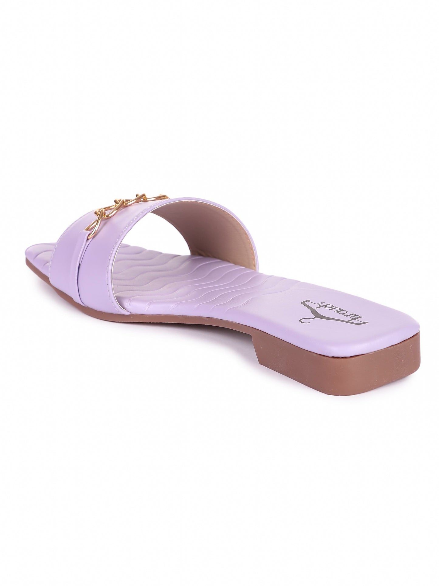 Brauch Lavender Buckle Strap Patterned Flats