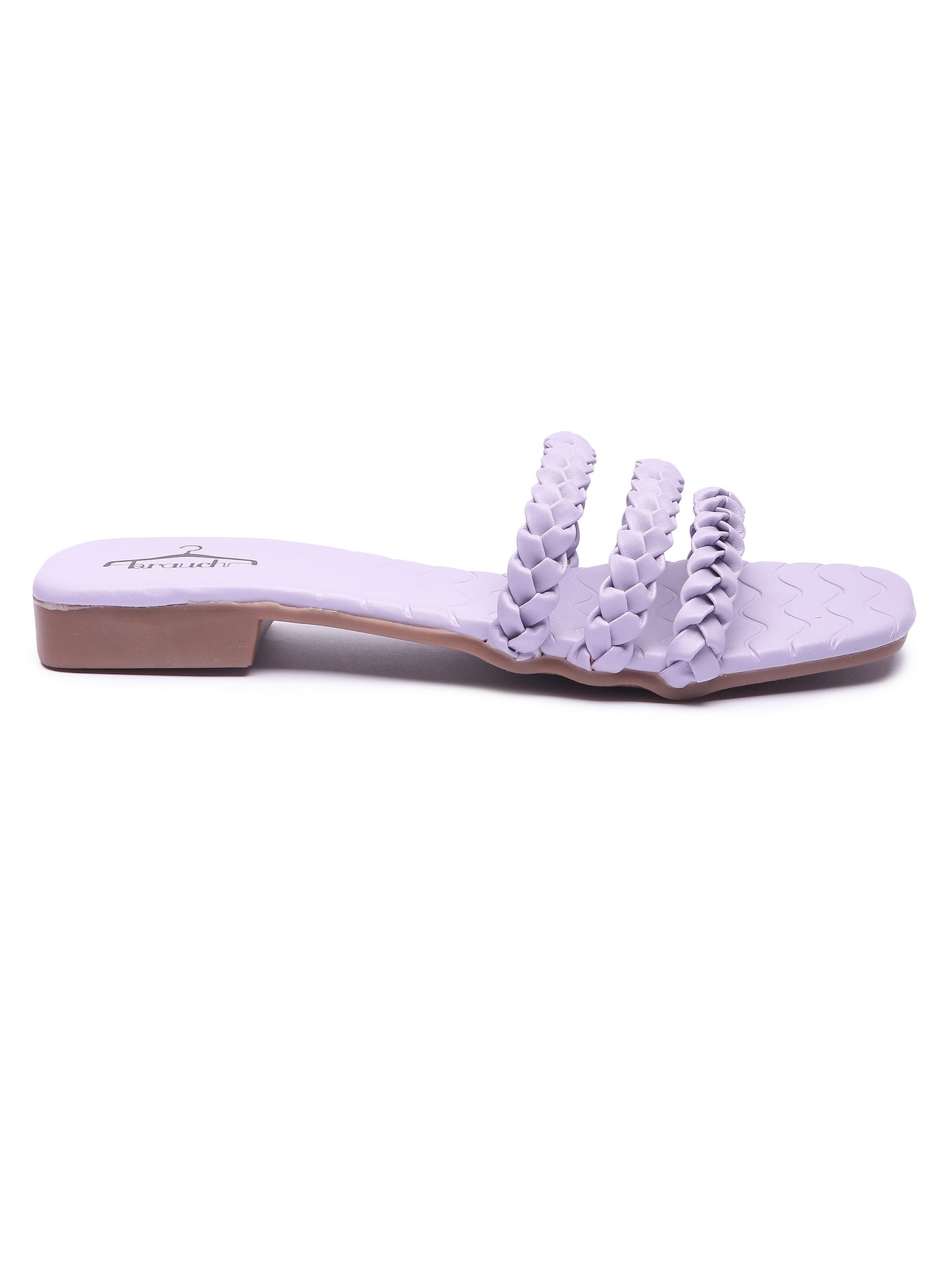 Brauch Lavender Braided Multistrap Patterned Flats
