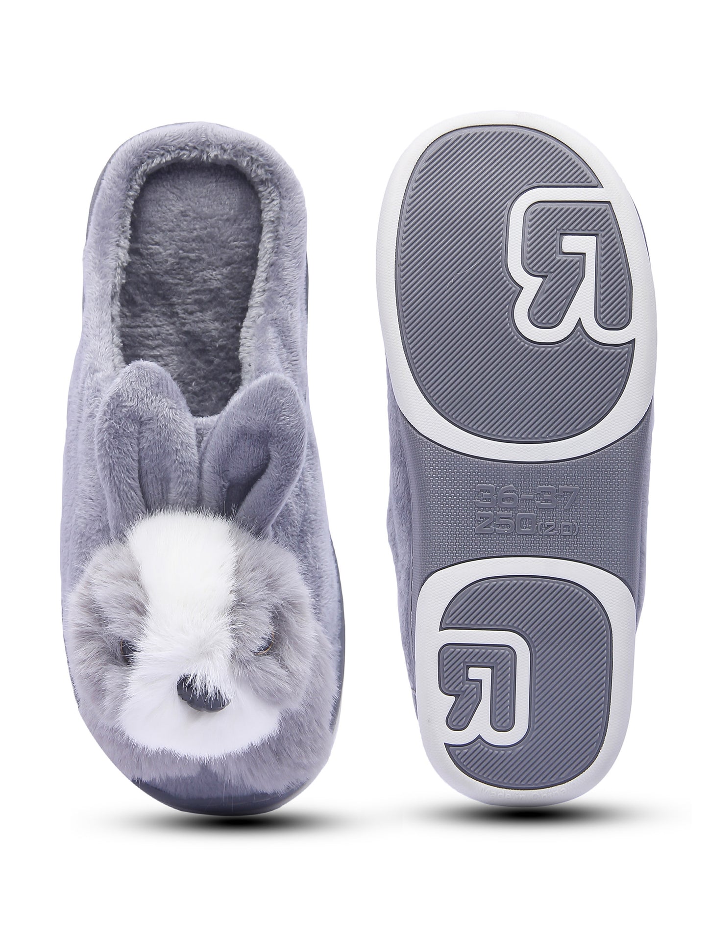 Brauch Women's Grey Cute Rabbit Winter Slippers