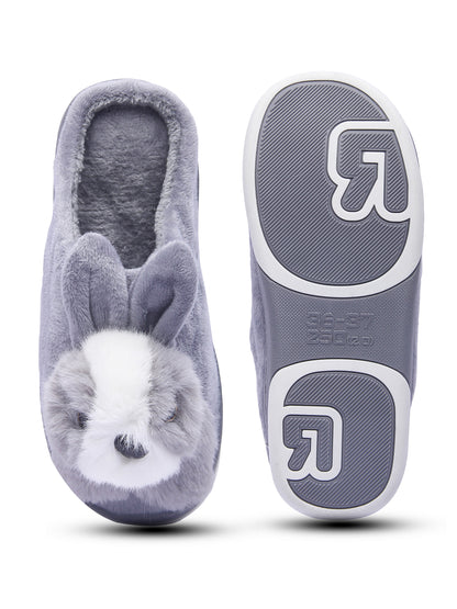 Brauch Women's Grey Cute Rabbit Winter Slippers