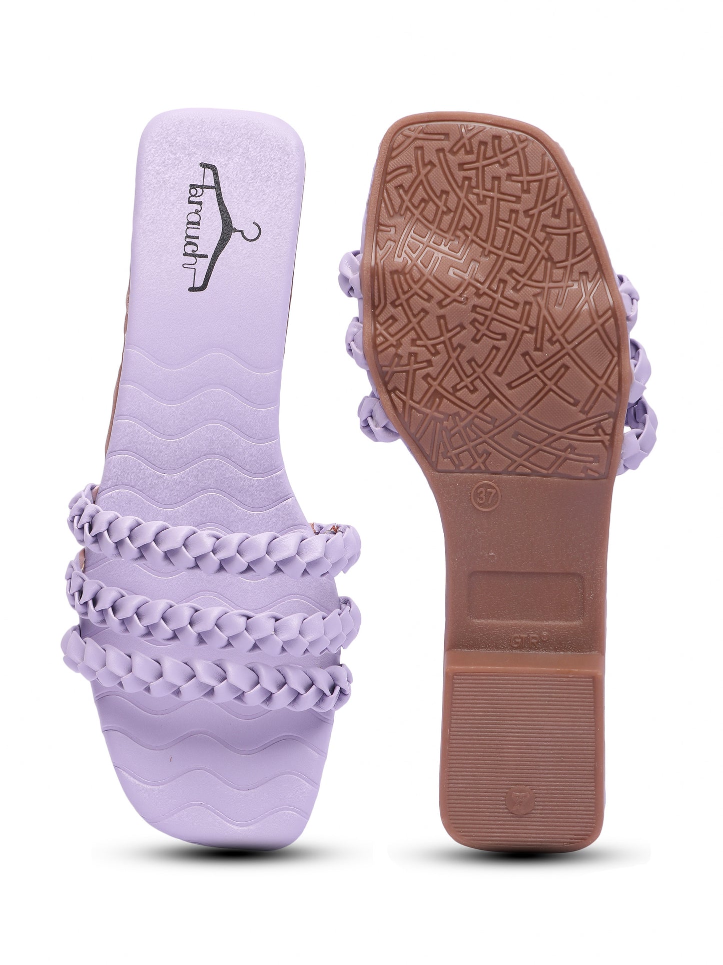 Brauch Lavender Braided Multistrap Patterned Flats