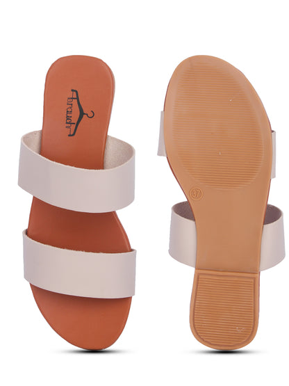 Brauch Women's Beige Strap Flats