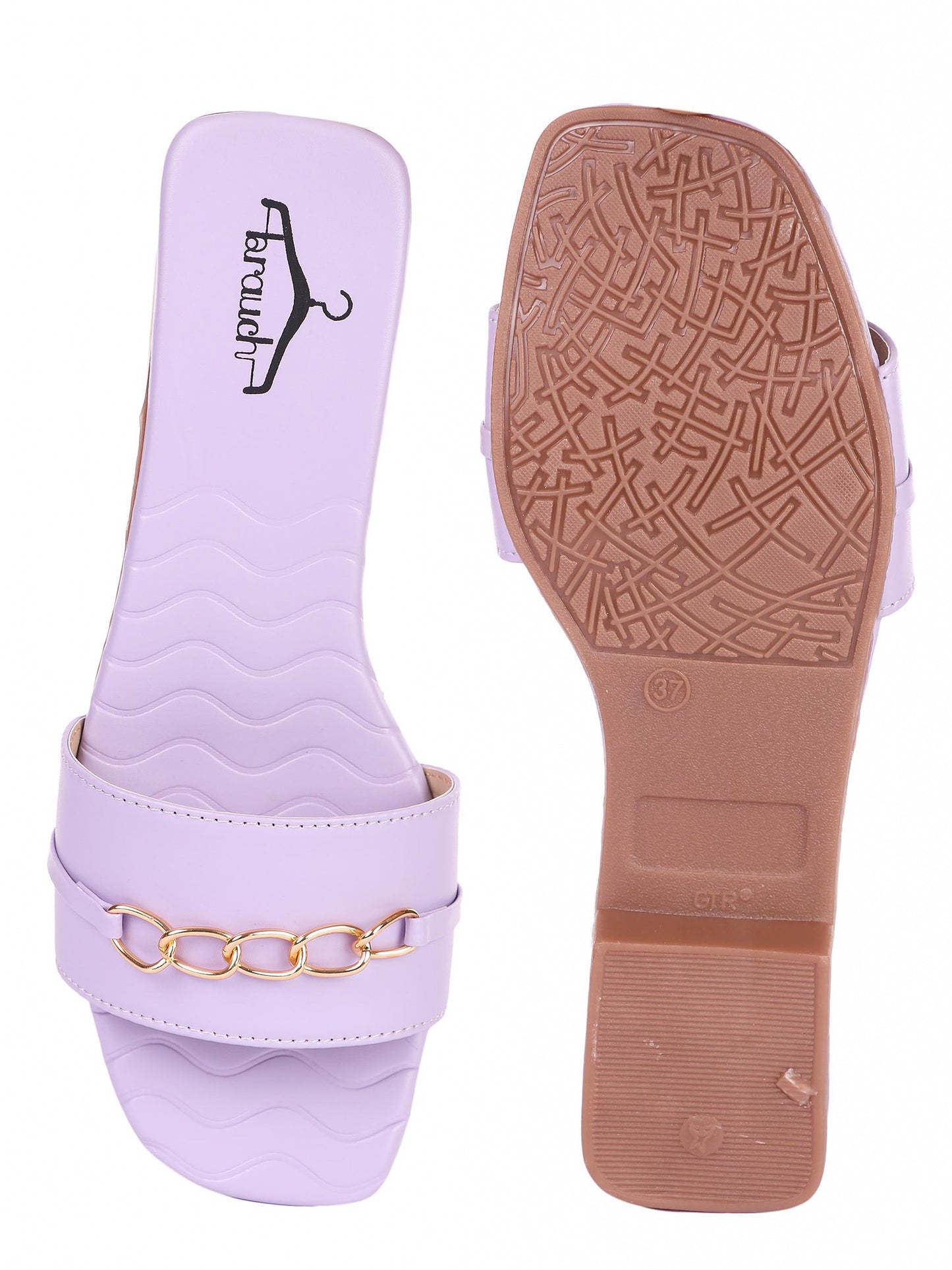 Brauch Lavender Buckle Strap Patterned Flats