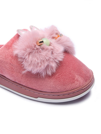 Brauch Women's Pink Kitty Stud Winter Slippers