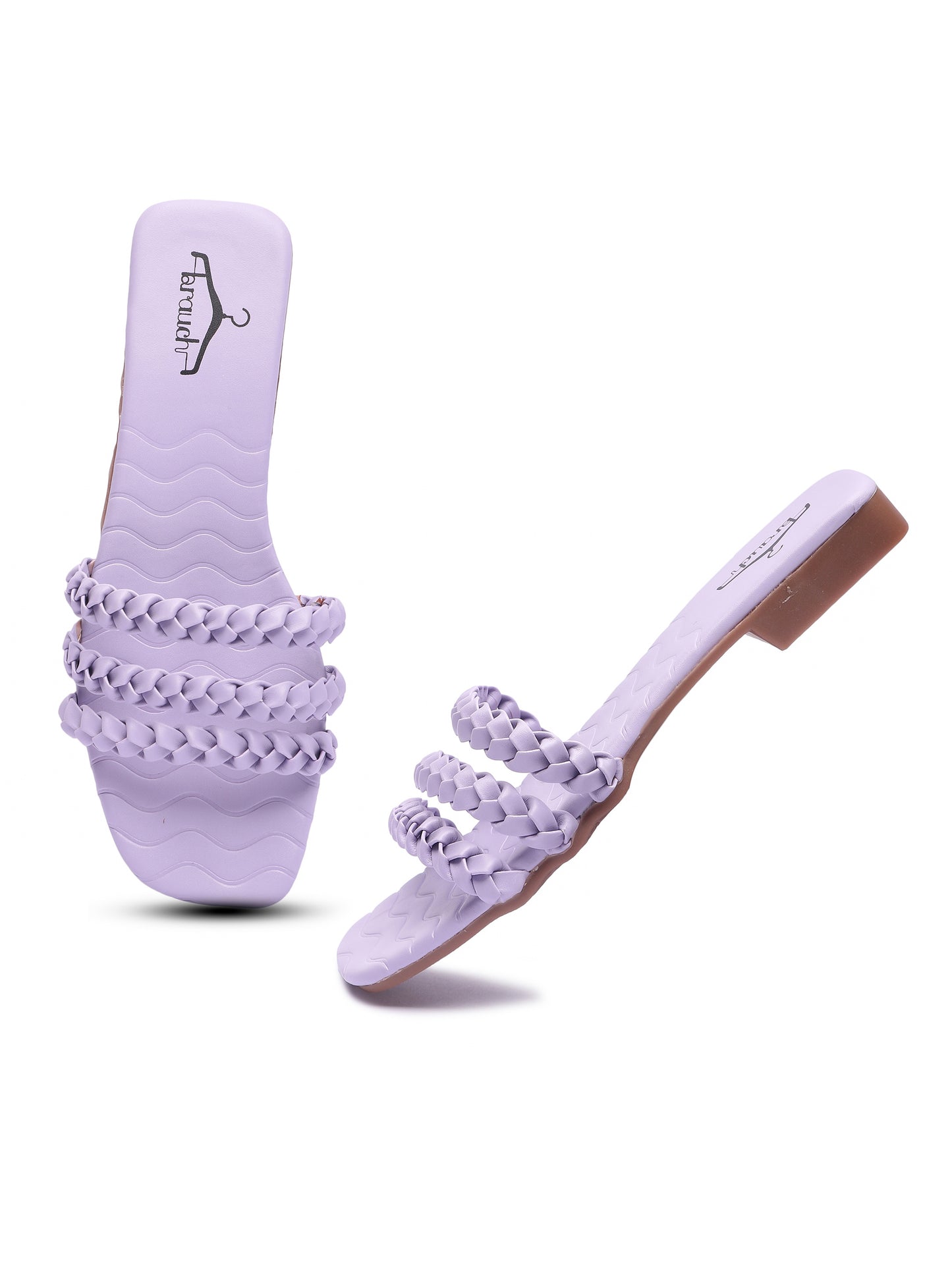 Brauch Lavender Braided Multistrap Patterned Flats