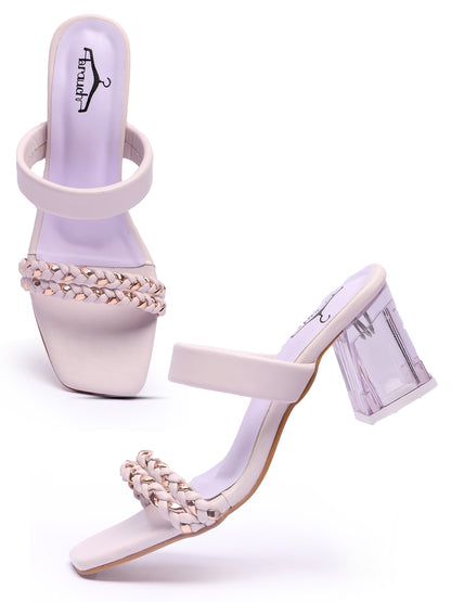 Brauch Women's Lavender Golden Strap Prism Block Heel