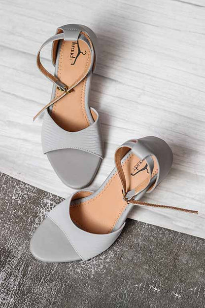 Brauch Women's Grey Patterned Block Heel