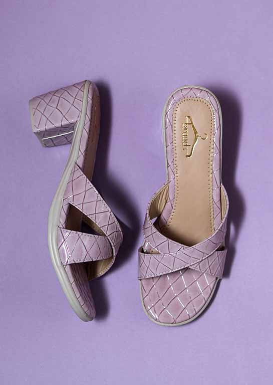 Brauch Women's Lavender Croc Patterned Heels