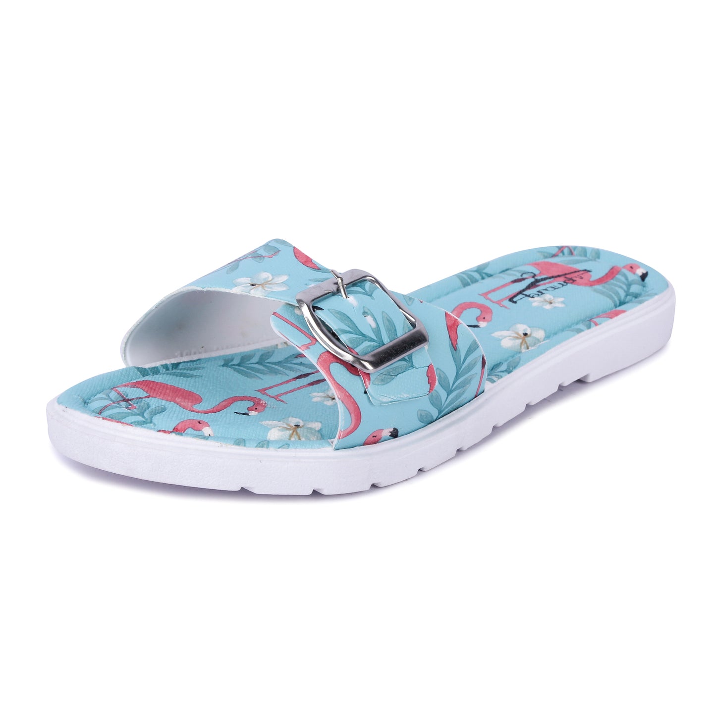 Brauch Women's Blue Flamingo Belt Slides
