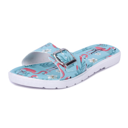 Brauch Women's Blue Flamingo Belt Slides