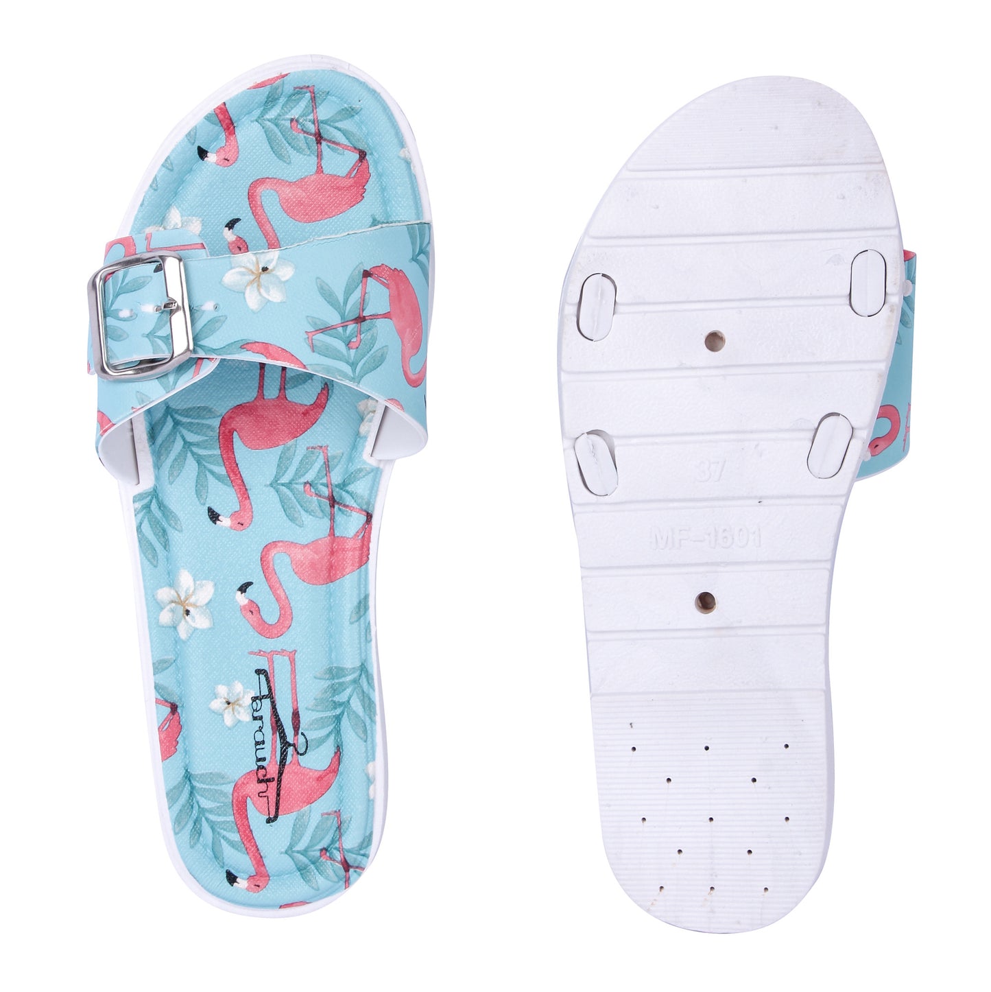 Brauch Women's Blue Flamingo Belt Slides