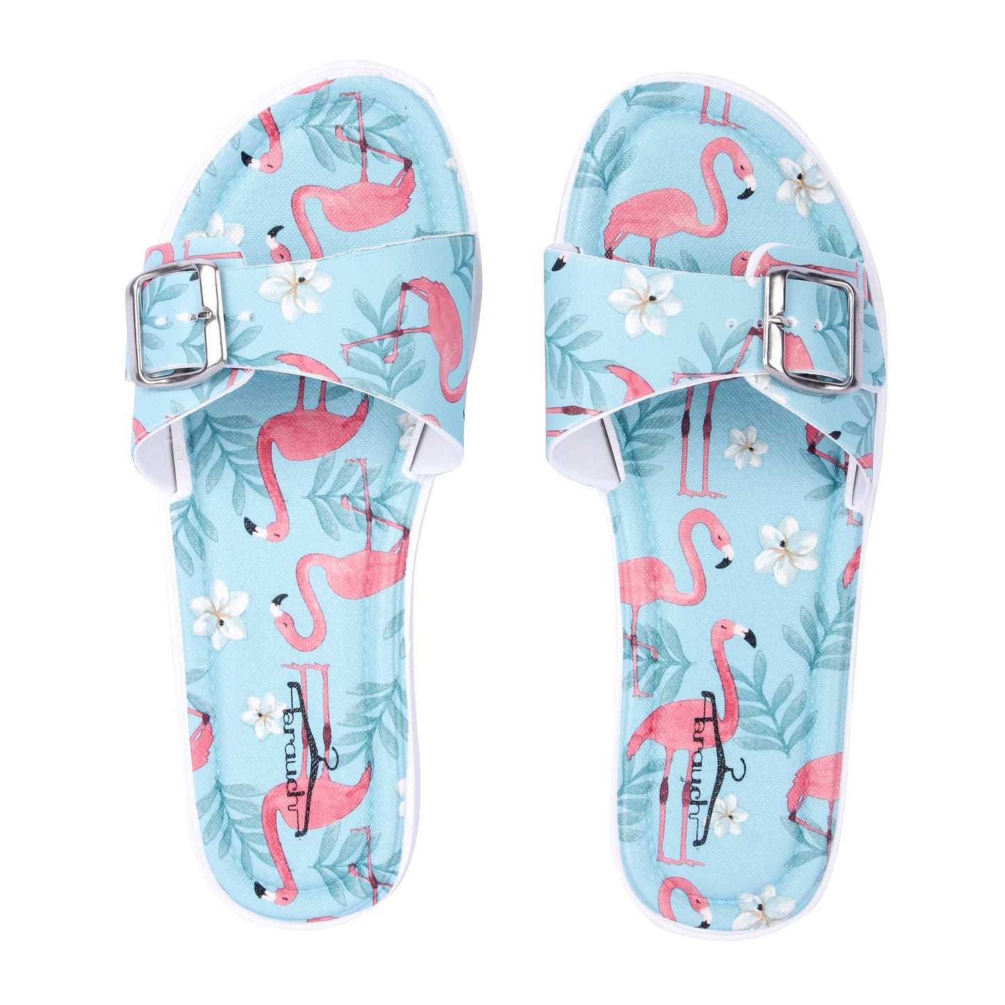 Brauch Women's Blue Flamingo Belt Slides