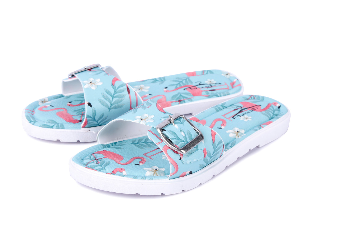 Brauch Women's Blue Flamingo Belt Slides