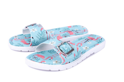 Brauch Women's Blue Flamingo Belt Slides