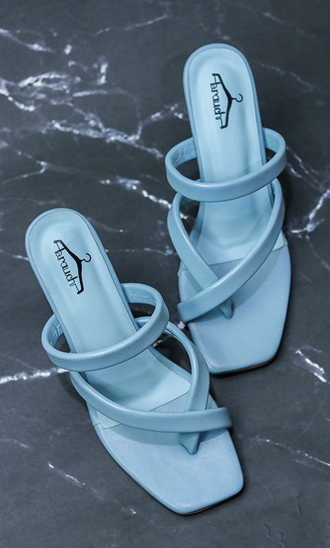 Brauch Women's Blue Multistrap Spool Heel