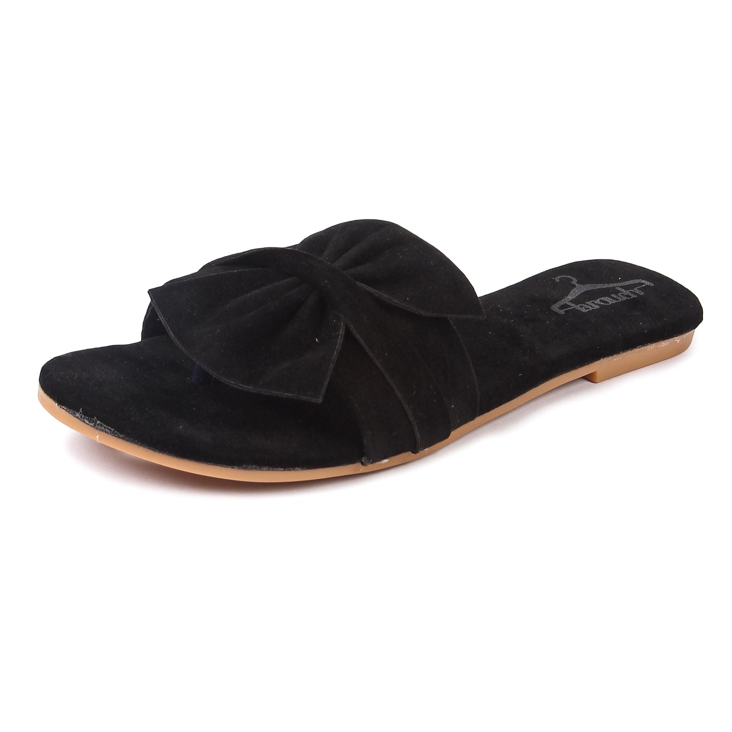 Brauch Women's Black Suede Bow Flats/Slippers