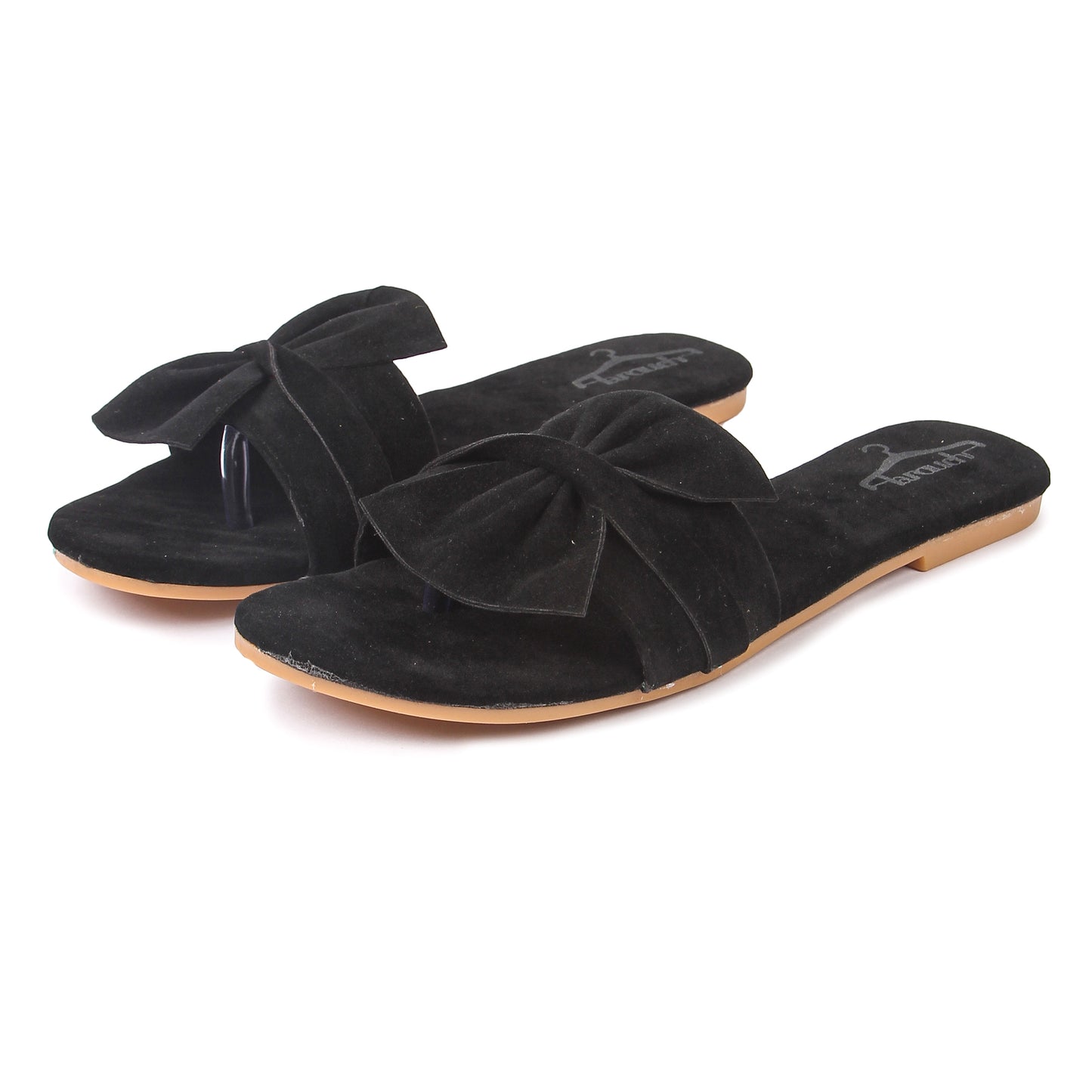 Brauch Women's Black Suede Bow Flats/Slippers
