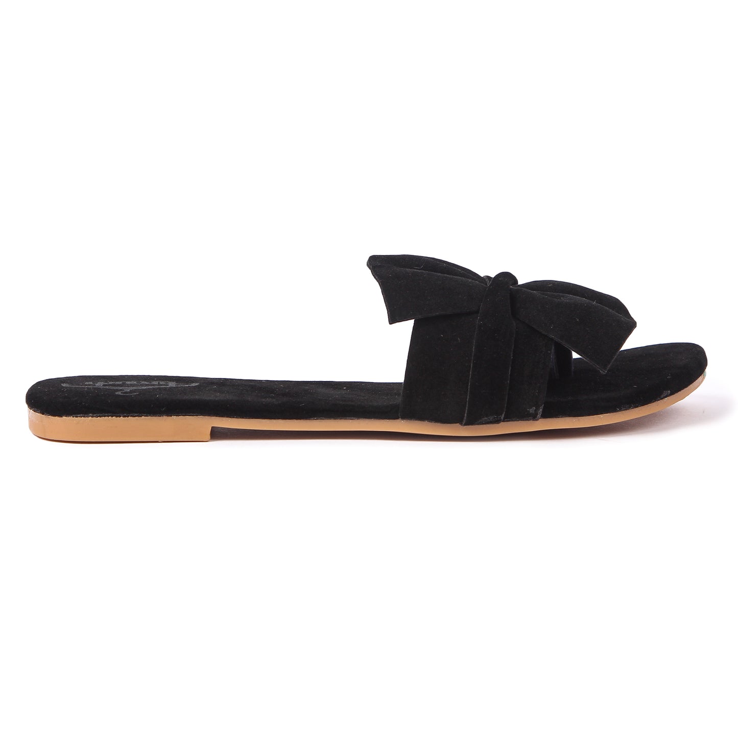 Brauch Women's Black Suede Bow Flats/Slippers