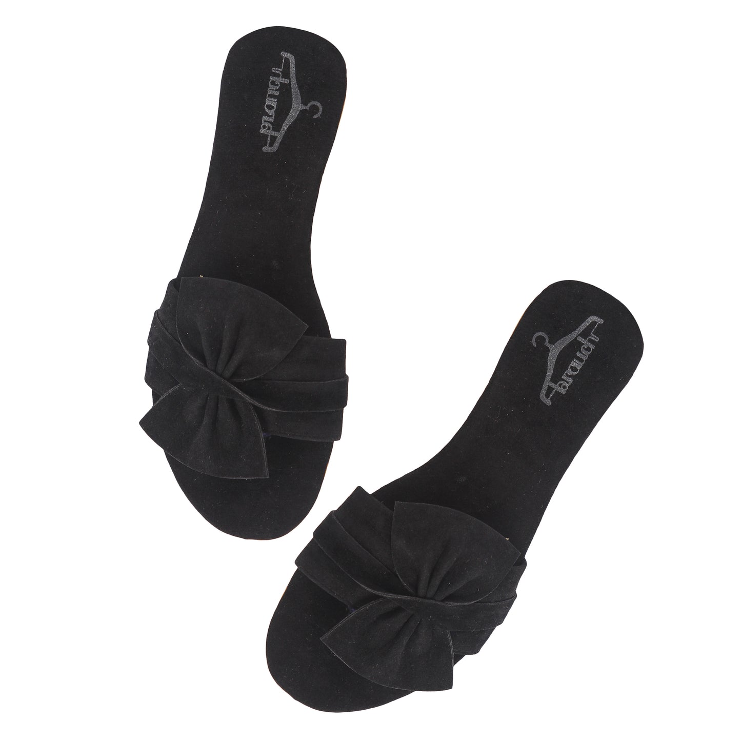 Brauch Women's Black Suede Bow Flats/Slippers