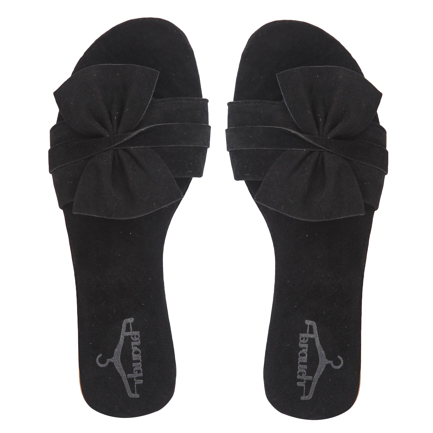 Brauch Women's Black Suede Bow Flats/Slippers
