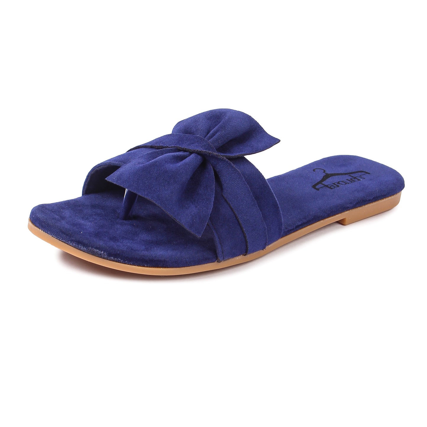 Brauch Women's Blue Suede Bow Flats/Slippers