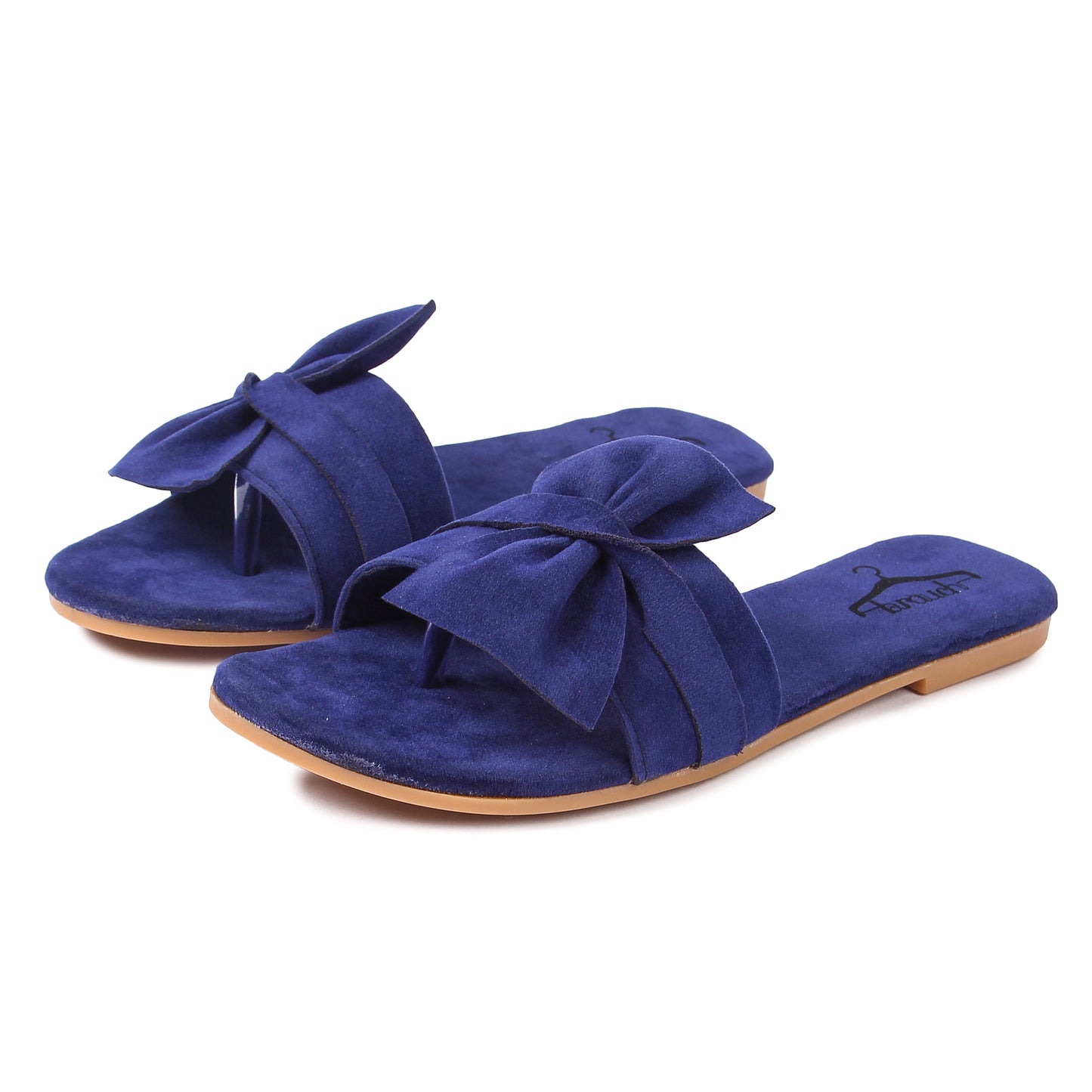 Brauch Women's Blue Suede Bow Flats/Slippers