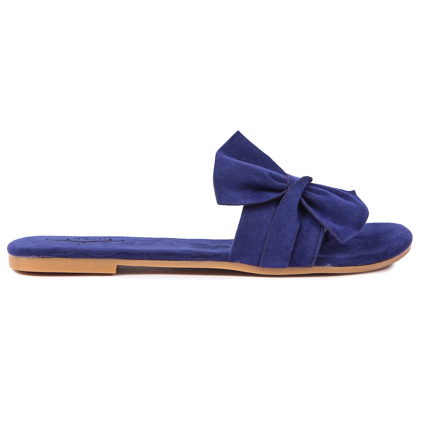 Brauch Women's Blue Suede Bow Flats/Slippers