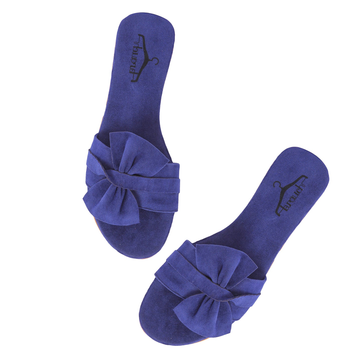 Brauch Women's Blue Suede Bow Flats/Slippers