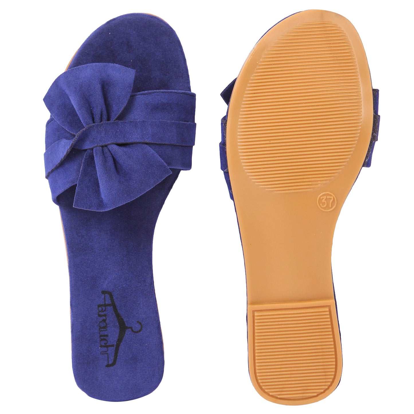 Brauch Women's Blue Suede Bow Flats/Slippers