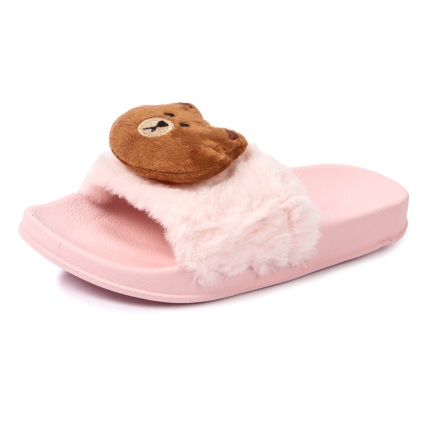Brauch Women's Pink Fur Bear Slides