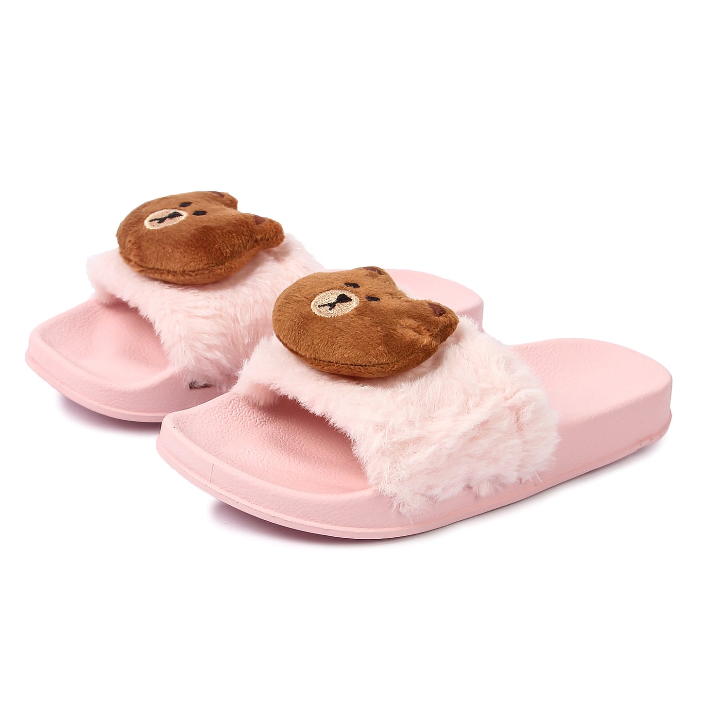 Brauch Women's Pink Fur Bear Slides