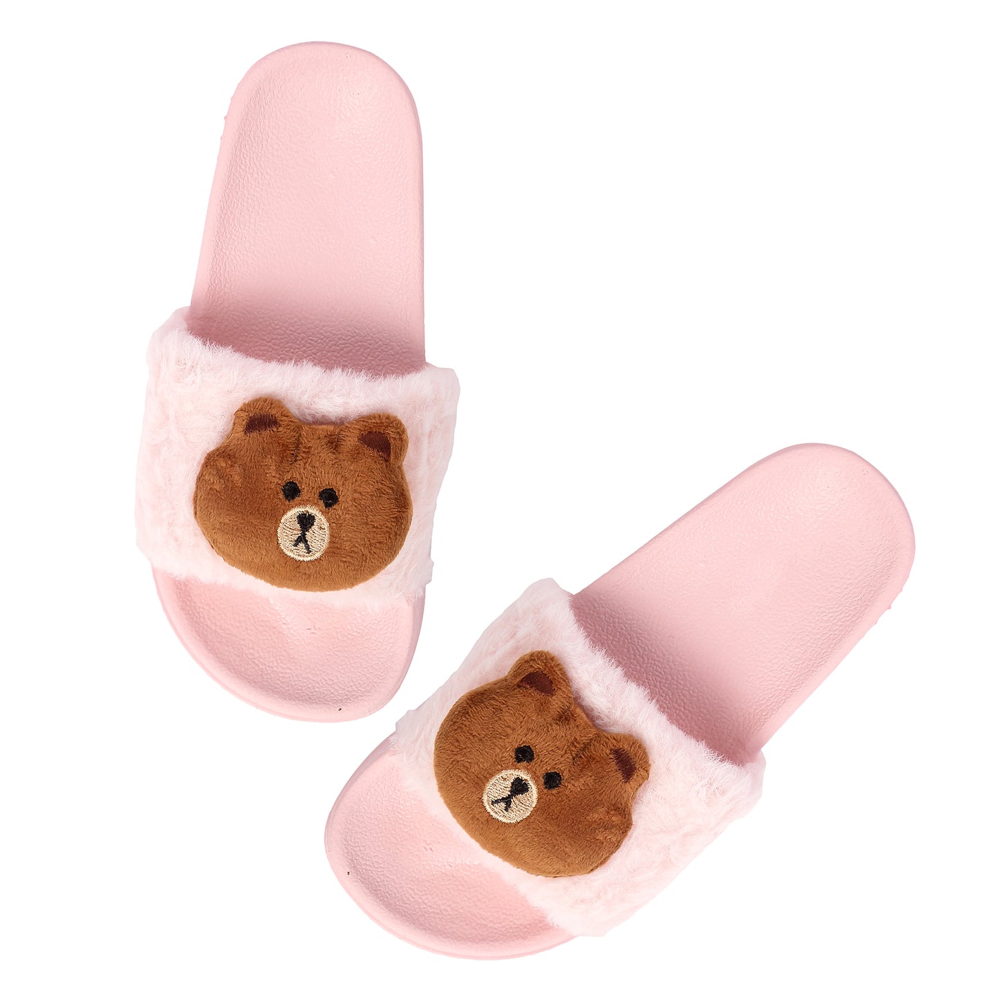 Brauch Women's Pink Fur Bear Slides