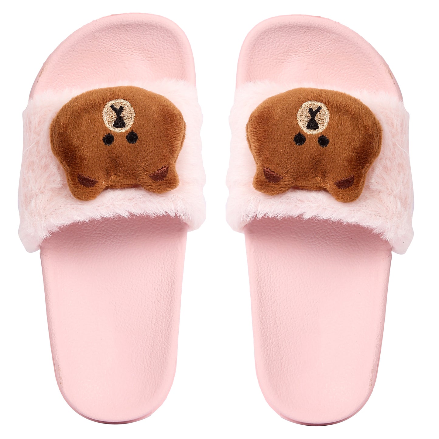 Brauch Women's Pink Fur Bear Slides