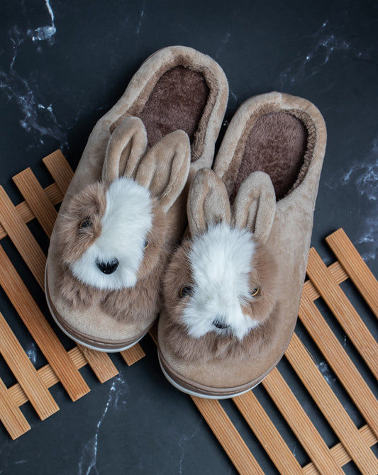 Brauch Women's Tan Cute Rabbit Winter Slippers