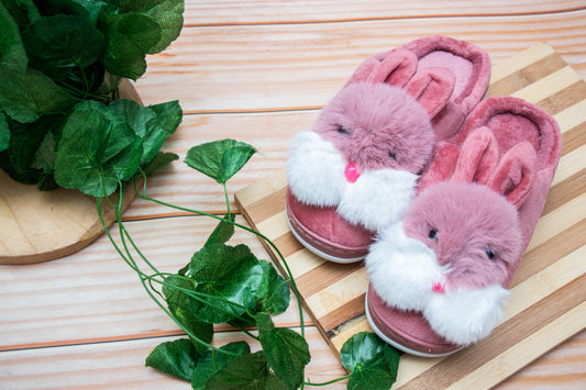 Brauch Women's Pink Furry Rabbit Winter Slippers