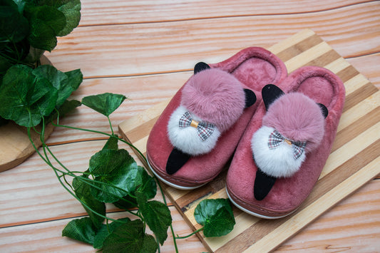 Brauch Women's Pink Bow Kitty Winter Slippers