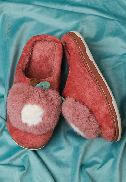 Brauch Women's Pink Apple Furry Winter Slippers