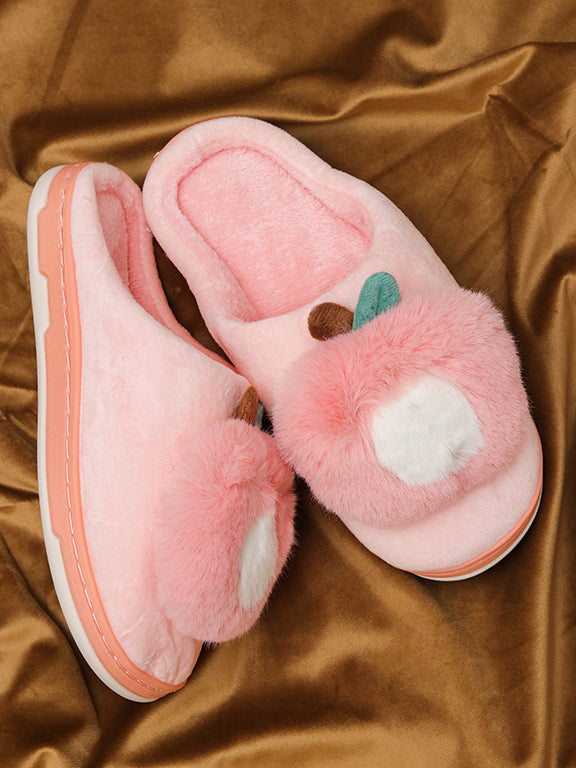 Brauch Women's Peach Apple Furry Winter Slippers