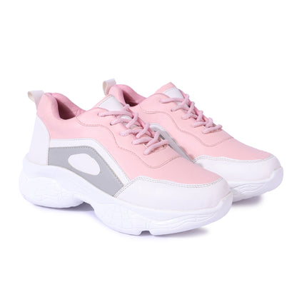 White Stylish Pink Sneakers