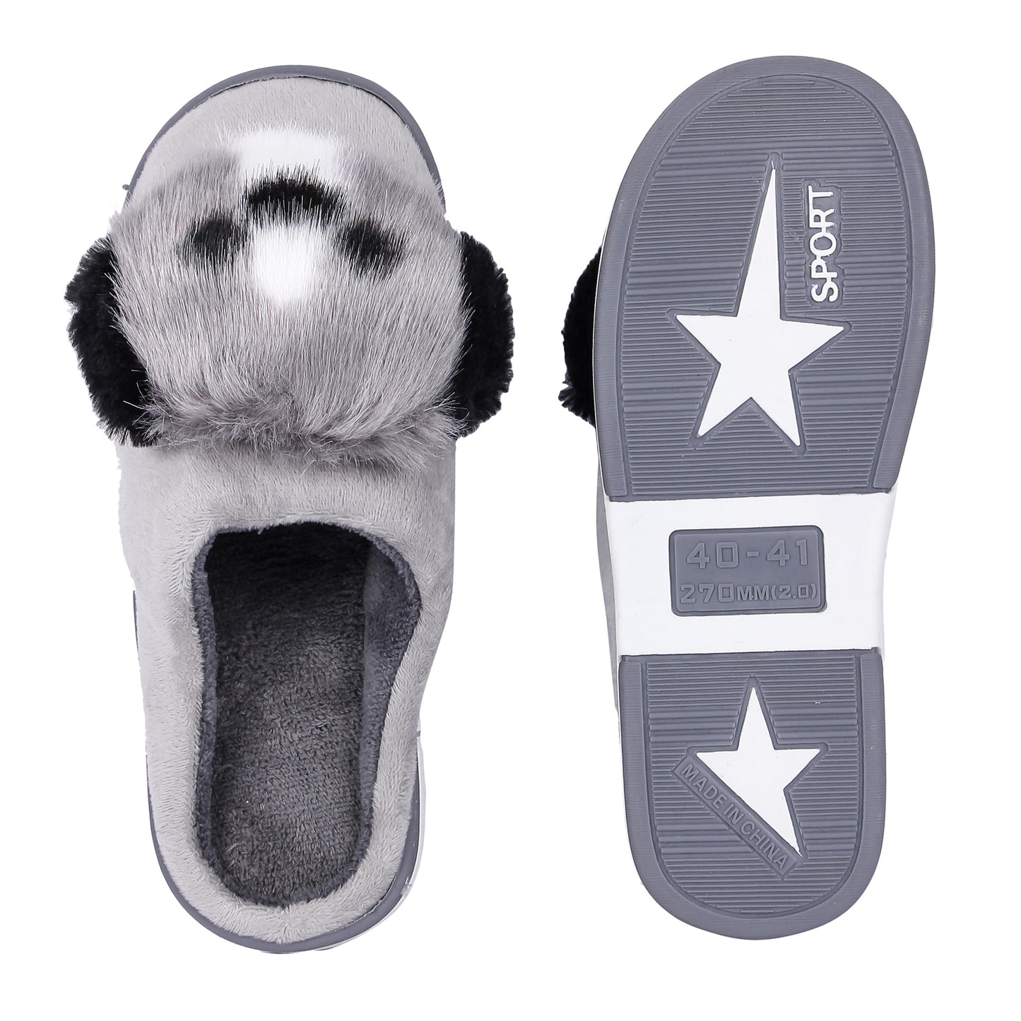 Brauch Women's Grey Cute Dog Winter Slippers