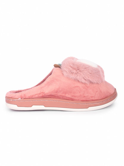 Brauch Women's Pink Apple Furry Winter Slippers