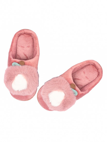 Brauch Women's Pink Apple Furry Winter Slippers