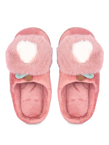 Brauch Women's Pink Apple Furry Winter Slippers