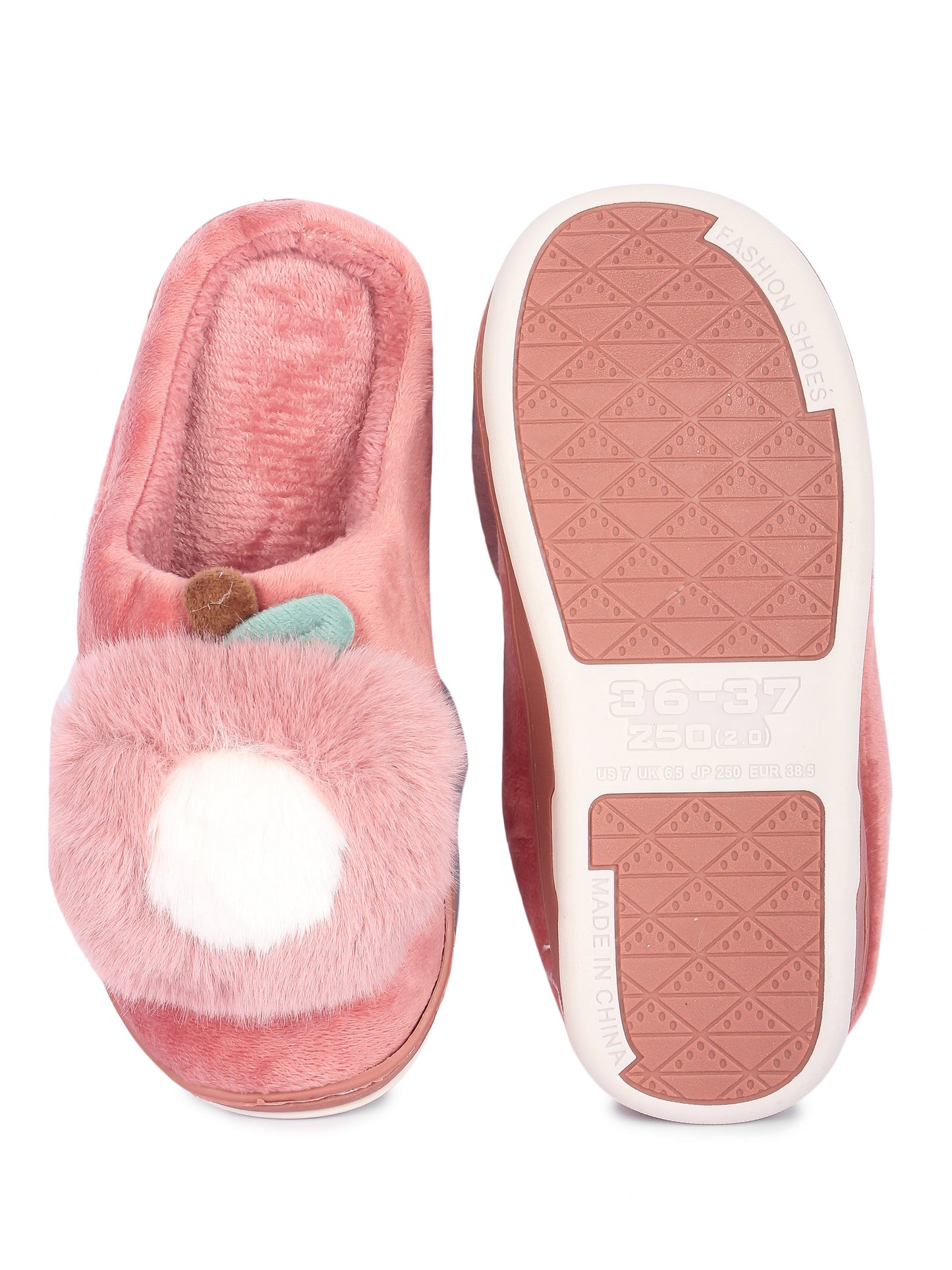 Brauch Women's Pink Apple Furry Winter Slippers